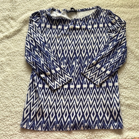 Jones New York Tops - Stylish Blue and White Geometric Jones New York Women's 3/4 Sleeve Top